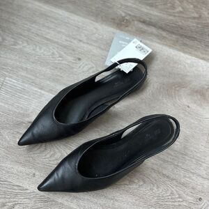 Elegant Black Women's Slingback Shoes H&M Genuine Leather Collection